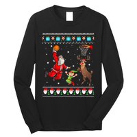 Santa Reinder Elf Are Playing Basketball Christmas Long Sleeve Shirt