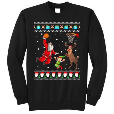 Santa Reinder Elf Are Playing Basketball Christmas Sweatshirt