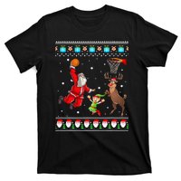 Santa Reinder Elf Are Playing Basketball Christmas T-Shirt