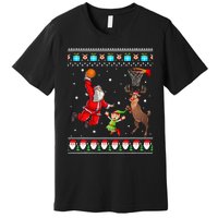 Santa Reinder Elf Are Playing Basketball Christmas Premium T-Shirt