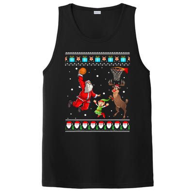 Santa Reinder Elf Are Playing Basketball Christmas PosiCharge Competitor Tank