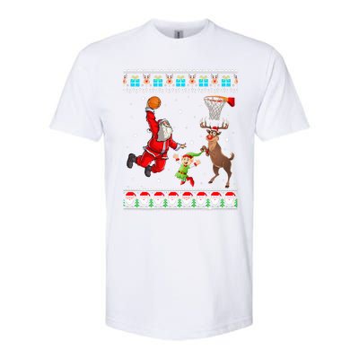 Santa Reinder Elf Are Playing Basketball Christmas Softstyle CVC T-Shirt