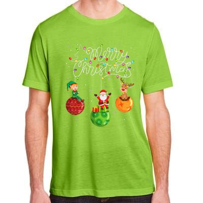 Santa Reindeer Elf Merry Christmas Lights Ornaments Balls  Adult ChromaSoft Performance T-Shirt