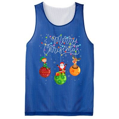 Santa Reindeer Elf Merry Christmas Lights Ornaments Balls  Mesh Reversible Basketball Jersey Tank