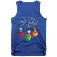 Santa Reindeer Elf Merry Christmas Lights Ornaments Balls  Tank Top