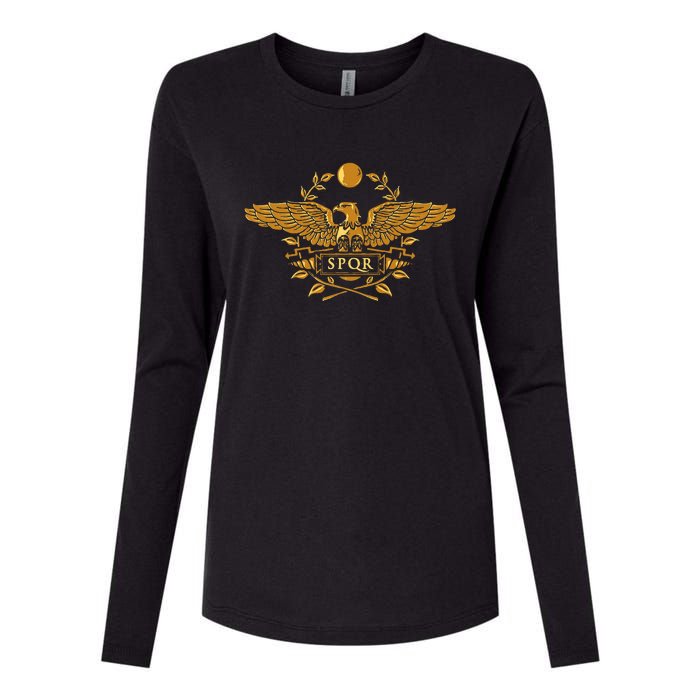 Spqr Roman Empire Gold Eagle Vintage History Womens Cotton Relaxed Long Sleeve T-Shirt