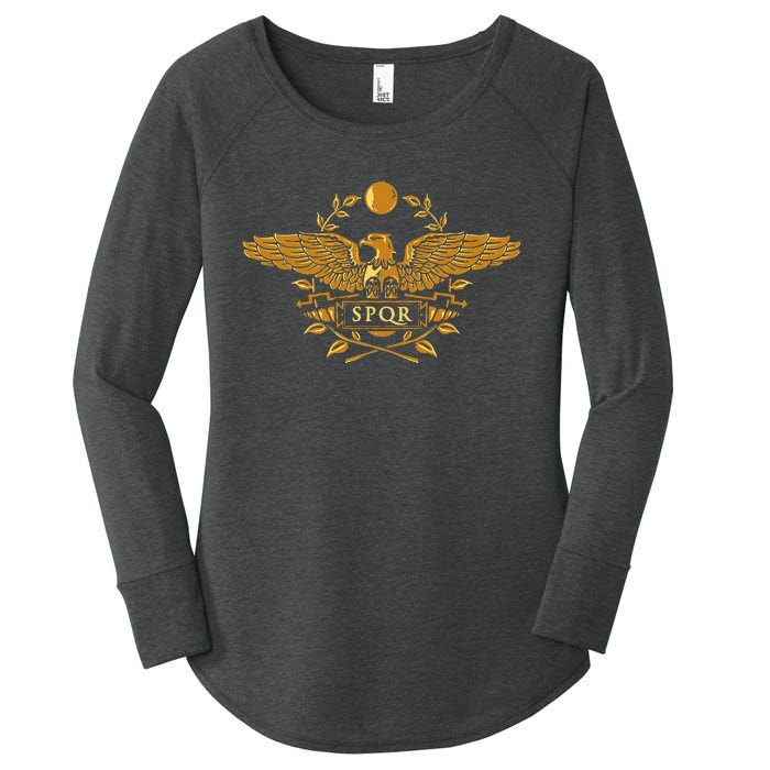 Spqr Roman Empire Gold Eagle Vintage History Women's Perfect Tri Tunic Long Sleeve Shirt