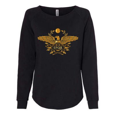 Spqr Roman Empire Gold Eagle Vintage History Womens California Wash Sweatshirt