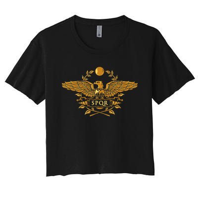 Spqr Roman Empire Gold Eagle Vintage History Women's Crop Top Tee