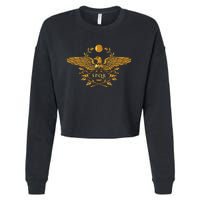 Spqr Roman Empire Gold Eagle Vintage History Cropped Pullover Crew