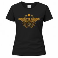 Spqr Roman Empire Gold Eagle Vintage History Women's T-Shirt