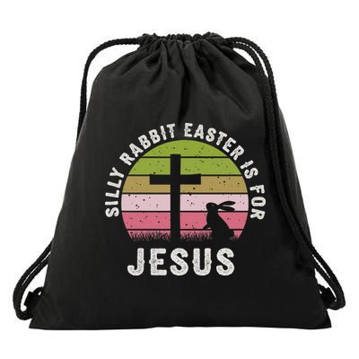 Silly Rabbit Easter Is For Jesus Retro Easter Christian Gift Drawstring Bag