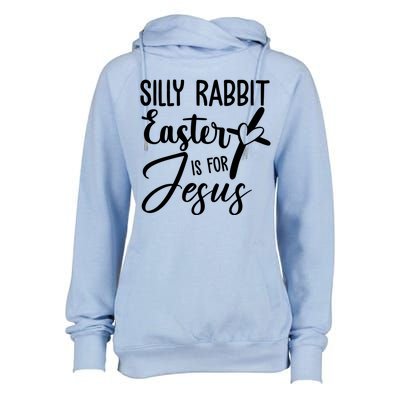 Silly Rabbit Easter Is For Jesus Cross Womens Funnel Neck Pullover Hood