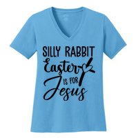 Silly Rabbit Easter Is For Jesus Cross Women's V-Neck T-Shirt