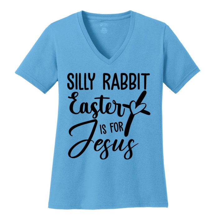 Silly Rabbit Easter Is For Jesus Cross Women's V-Neck T-Shirt