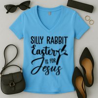 Silly Rabbit Easter Is For Jesus Cross Women's V-Neck T-Shirt