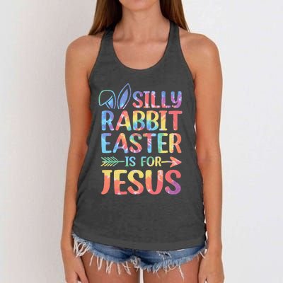 Silly Rabbit Easter Is For Jesus Religious Christian Faith Women's Knotted Racerback Tank