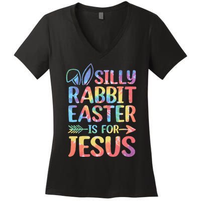 Silly Rabbit Easter Is For Jesus Religious Christian Faith Women's V-Neck T-Shirt