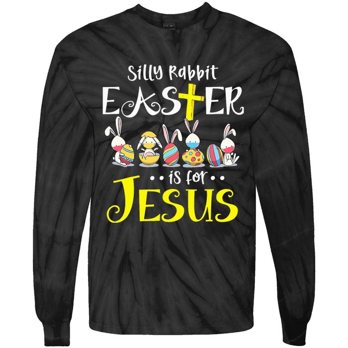 Silly Rabbit Easter Is for Jesus Bunny Face Mask Quarantined Tie-Dye Long Sleeve Shirt