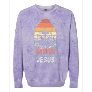 Silly Rabbit Easter Is For Jesus Religious Christian Retro Colorblast Crewneck Sweatshirt