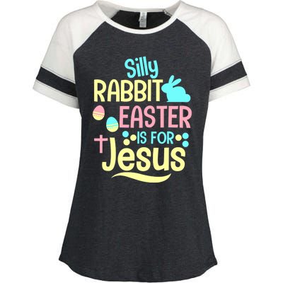 Silly Rabbit Easter Is For Jesus Christian Enza Ladies Jersey Colorblock Tee