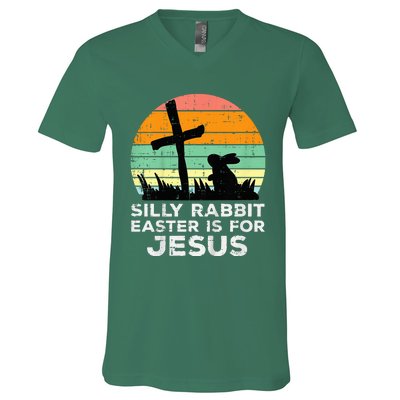 Silly Rabbit Easter Is For Jesus Christians V-Neck T-Shirt