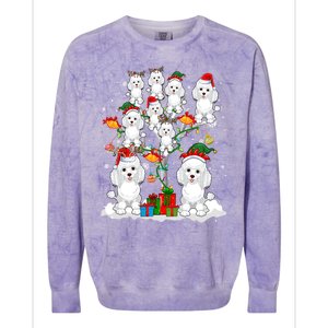 Santa Reindeer Elf Poodles On Christmas Tree Matching Owner Gift Colorblast Crewneck Sweatshirt