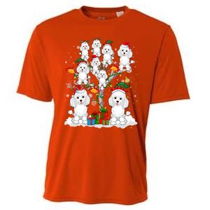 Santa Reindeer Elf Poodles On Christmas Tree Matching Owner Gift Cooling Performance Crew T-Shirt