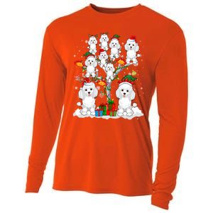 Santa Reindeer Elf Poodles On Christmas Tree Matching Owner Gift Cooling Performance Long Sleeve Crew