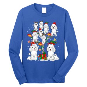 Santa Reindeer Elf Poodles On Christmas Tree Matching Owner Gift Long Sleeve Shirt