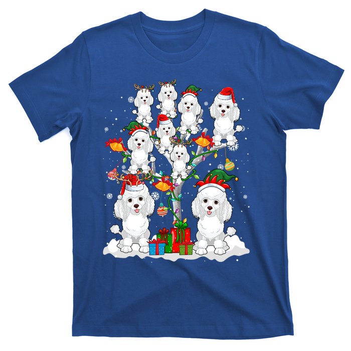 Santa Reindeer Elf Poodles On Christmas Tree Matching Owner Gift T-Shirt