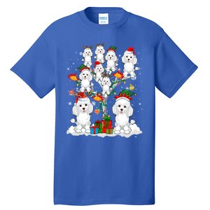 Santa Reindeer Elf Poodles On Christmas Tree Matching Owner Gift Tall T-Shirt