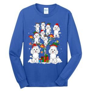 Santa Reindeer Elf Poodles On Christmas Tree Matching Owner Gift Tall Long Sleeve T-Shirt