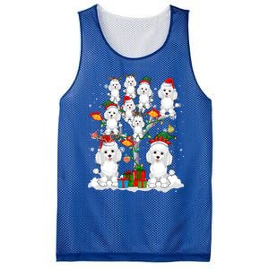 Santa Reindeer Elf Poodles On Christmas Tree Matching Owner Gift Mesh Reversible Basketball Jersey Tank