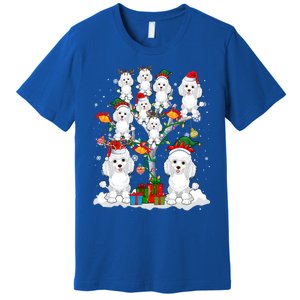 Santa Reindeer Elf Poodles On Christmas Tree Matching Owner Gift Premium T-Shirt