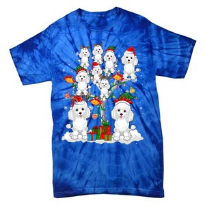 Santa Reindeer Elf Poodles On Christmas Tree Matching Owner Gift Tie-Dye T-Shirt