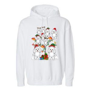 Santa Reindeer Elf Poodles On Christmas Tree Matching Owner Gift Garment-Dyed Fleece Hoodie