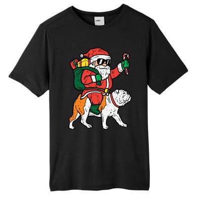 Santa Riding English Bulldog Christmas Xmas Gift Tall Fusion ChromaSoft Performance T-Shirt