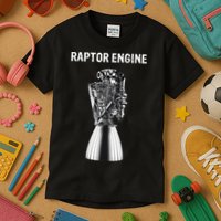 Starship Raptor Engine For Space Explorer & Rocket Scientist Kids T-Shirt