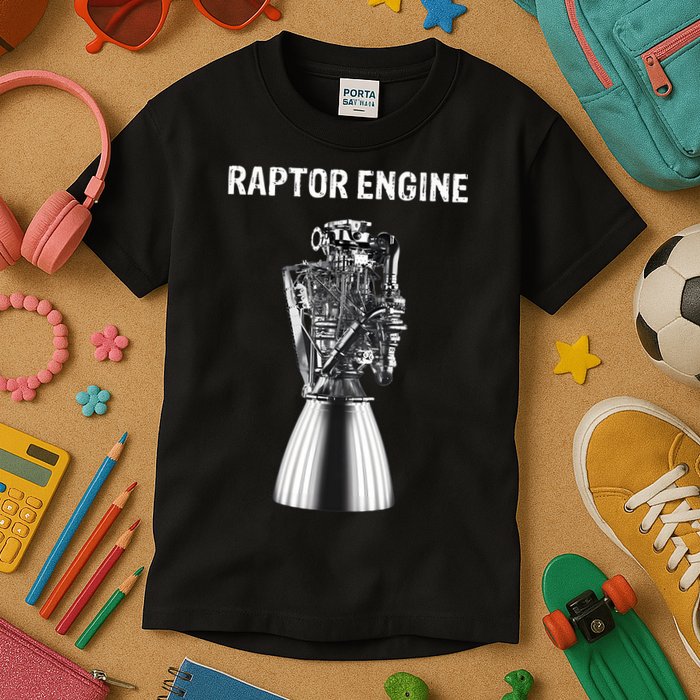 Starship Raptor Engine For Space Explorer & Rocket Scientist Kids T-Shirt