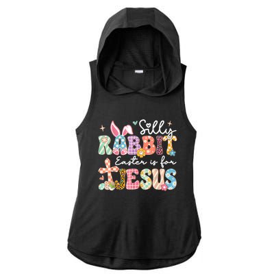 Silly Rabbit Easter Is For Jesus Cute Bunny Christian Faith Ladies PosiCharge Tri-Blend Wicking Draft Hoodie Tank