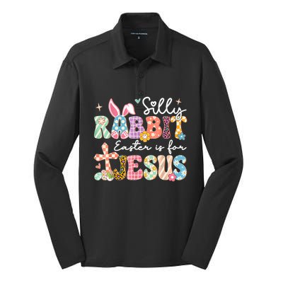 Silly Rabbit Easter Is For Jesus Cute Bunny Christian Faith Silk Touch Performance Long Sleeve Polo