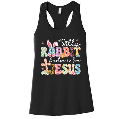 Silly Rabbit Easter Is For Jesus Cute Bunny Christian Faith Women's Racerback Tank