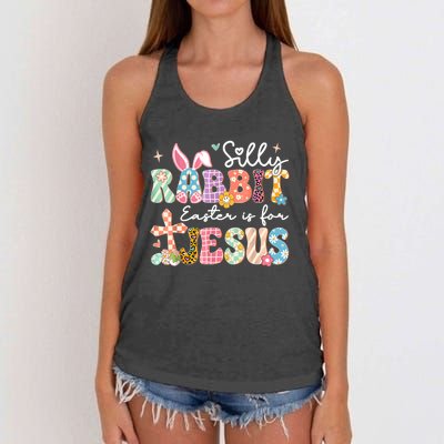 Silly Rabbit Easter Is For Jesus Cute Bunny Christian Faith Women's Knotted Racerback Tank