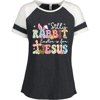 Silly Rabbit Easter Is For Jesus Cute Bunny Christian Faith Enza Ladies Jersey Colorblock Tee