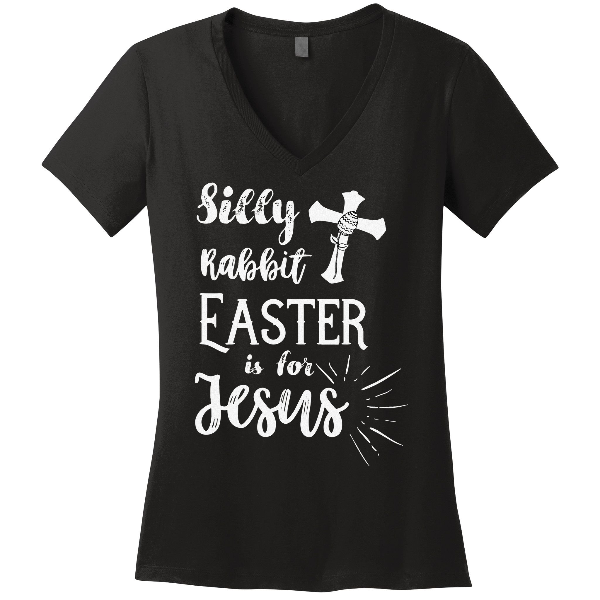 Silly Rabbit Easter Is For Jesus Christian Women's V-Neck T-Shirt