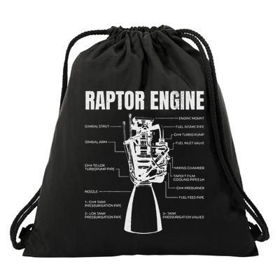 Starship Raptor Engine For Space Explorer & Rocket Scientist Drawstring Bag
