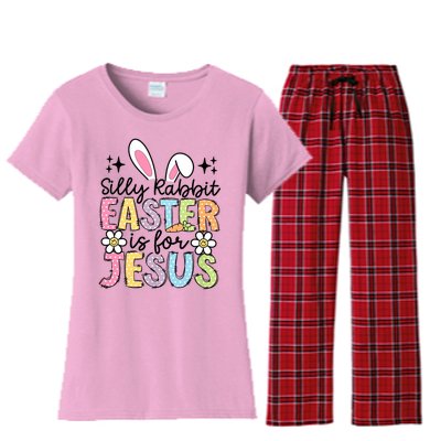 Silly Rabbit Easter Is For Jesus Christian Religious Christ Women's Flannel Pajama Set