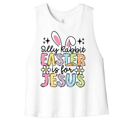 Silly Rabbit Easter Is For Jesus Christian Religious Christ Women's Racerback Cropped Tank