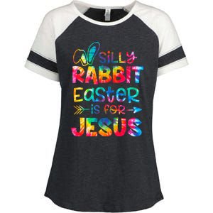 Silly Rabbit Easter Is For Jesus Tie Dye Christian Easter Enza Ladies Jersey Colorblock Tee